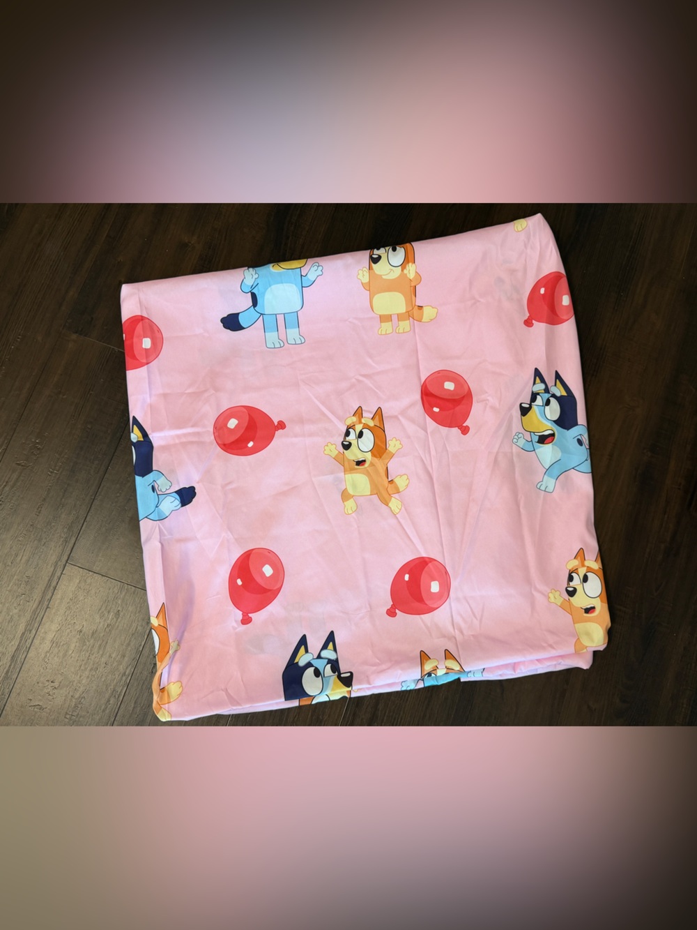 Bluey Bingo Twin Flat Sheet Pink Balloons Kids Bedding Official Licensed